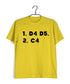 Chess 1 D4 D5. 2. C4 Sports Casual Graphic Printed T-Shirt for Men